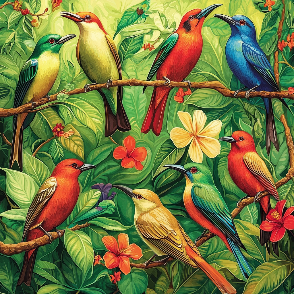 Audubon Inspired Exotic Tropical Birds DIY Paint By Numbers