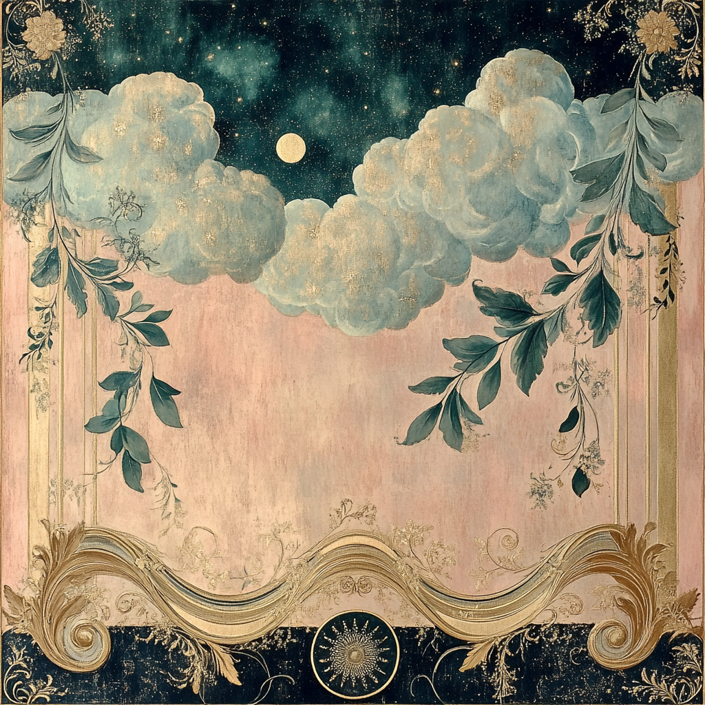 Alphonse Mucha Inspired Nebula Floral Symphony Number painting