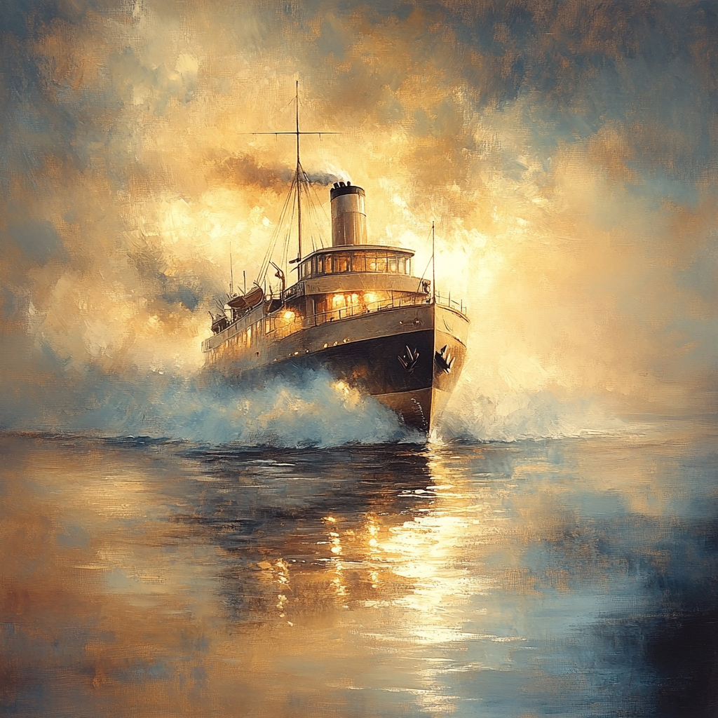 J.M.W. Turner Inspired Steamship At Dawn Numbered painting kits