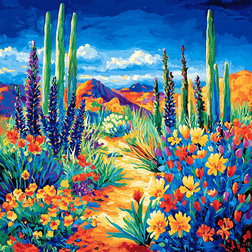 Paul Gauguin Inspired Colorful Desert Dreamscape Number Painting