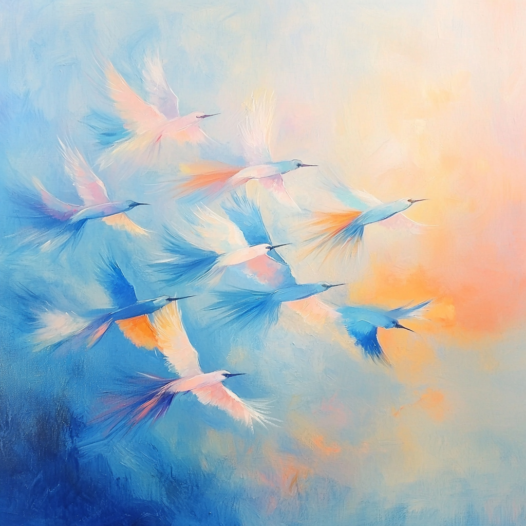 Leonardo Da Vinci Inspired Ethereal Bird's Ballet Paint By Color