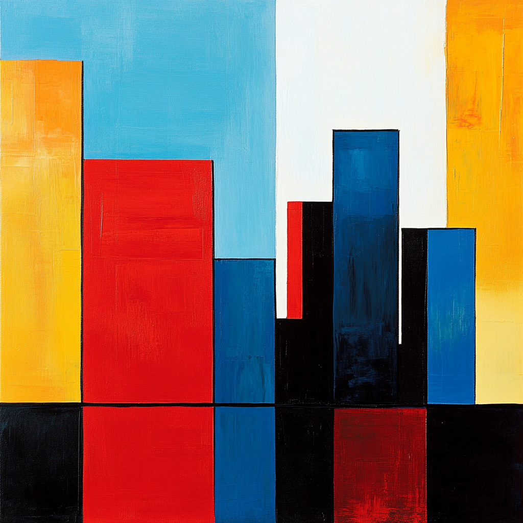 Mondrian Inspired Futuristic Skyline paint by numbers