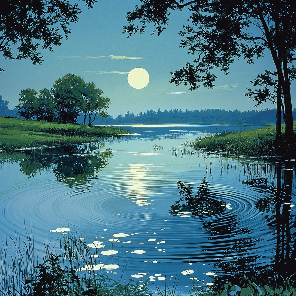 Nandalal Bose Inspired Reflections Of The Quiet Pond Paint By Numbers Art