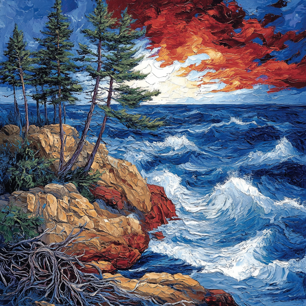 Arthur Lismer Inspired Storm Tide Rocks paint by color