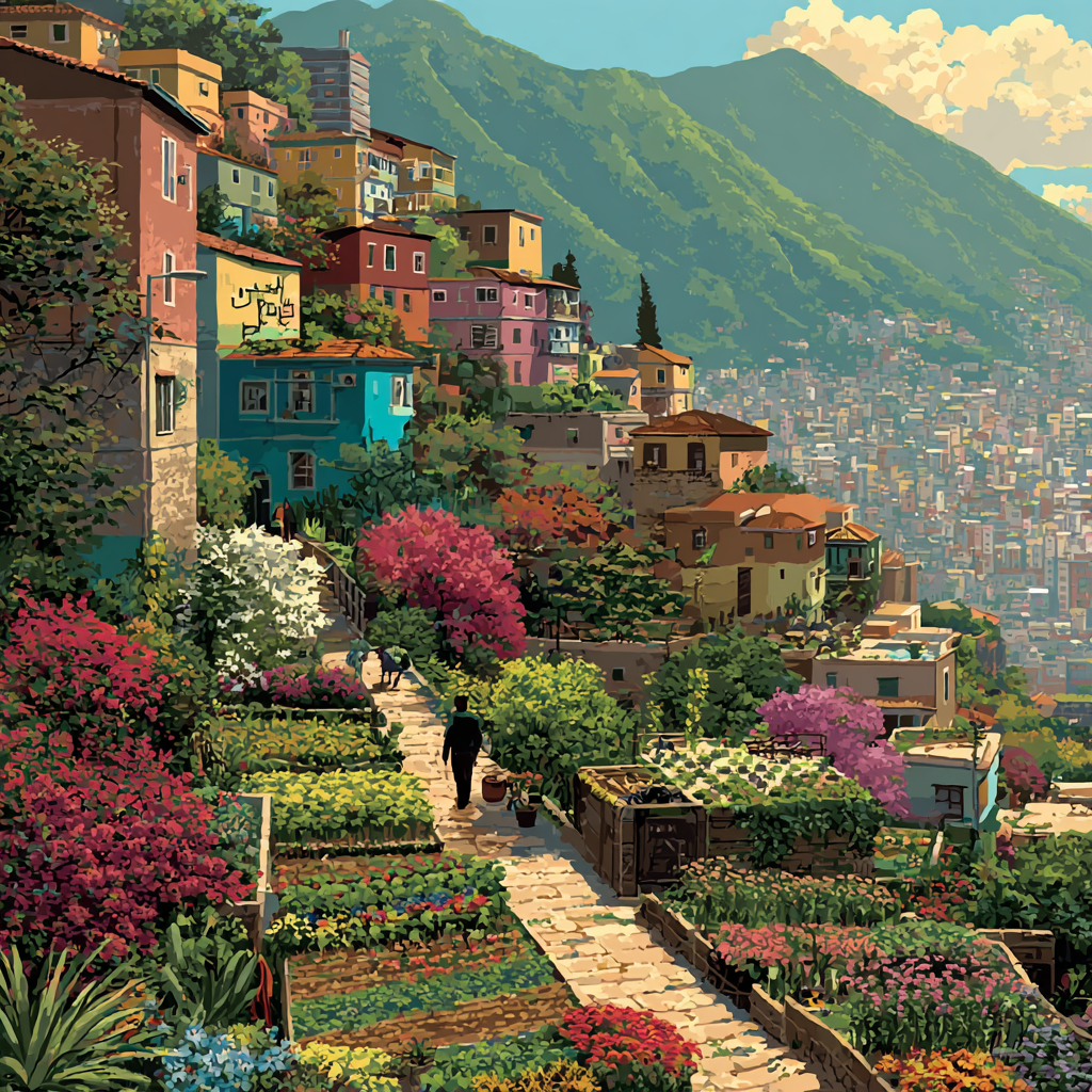 Rooftop Gardens Of Medellin Colombia Paint by numbers art