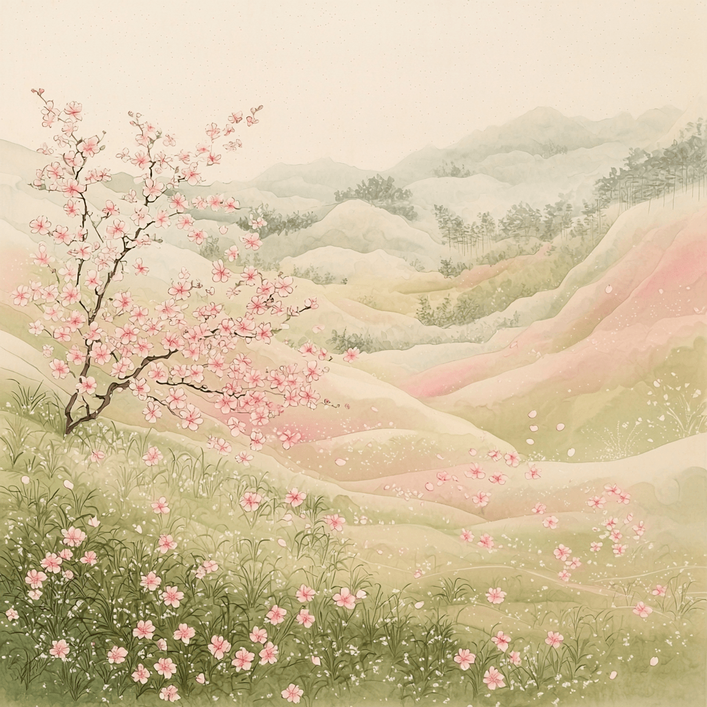 Hiroshige Inspired Ethereal Blossoms In Tranquil Breezes Paint By Color