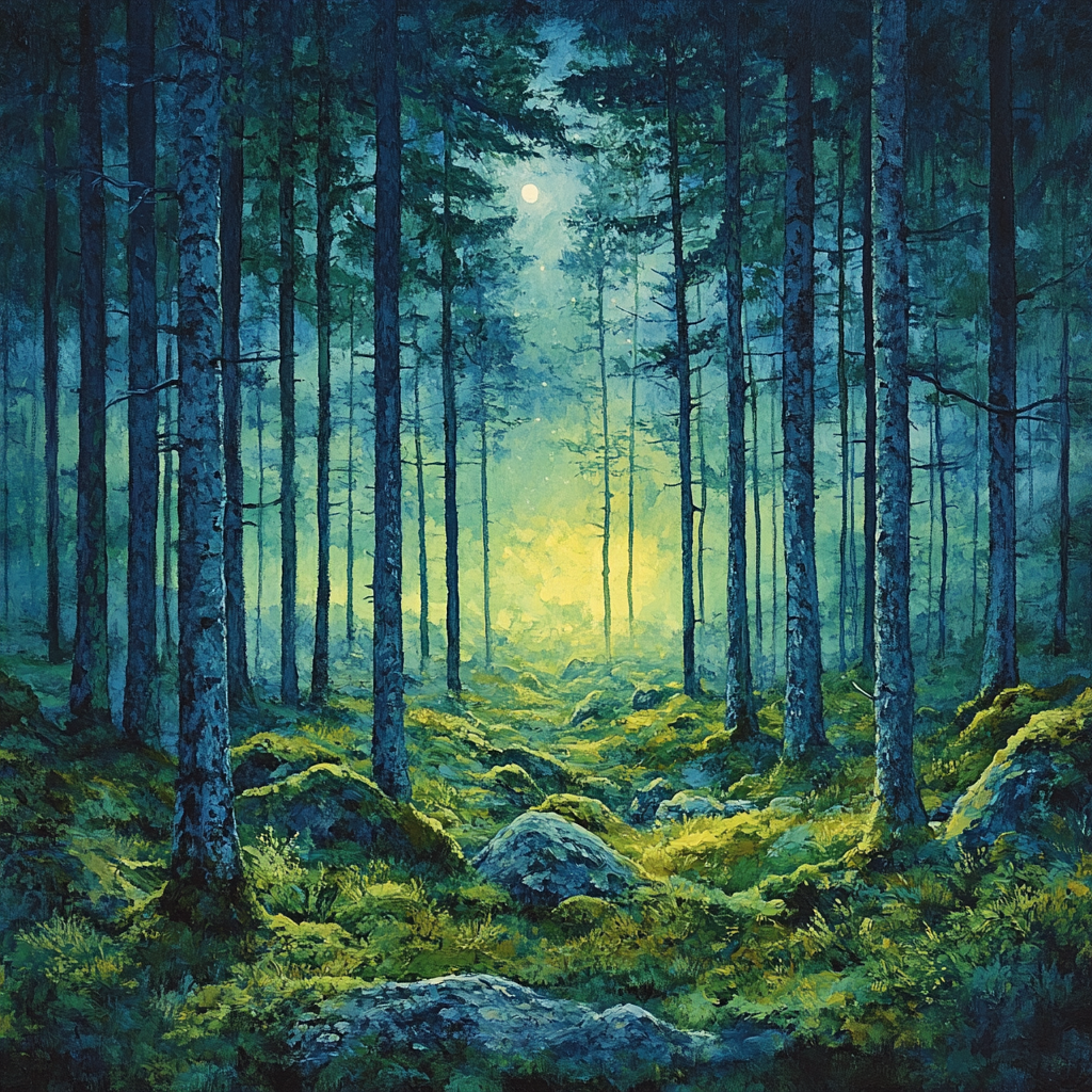 Edvard Munch Inspired Trembling Pine Forest DIY paint by numbers