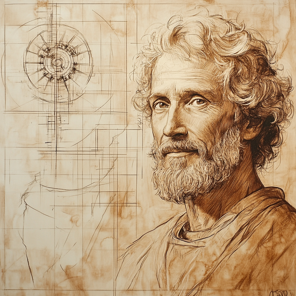 Leonardo Da Vinci Inspired Inventor Study paint by number