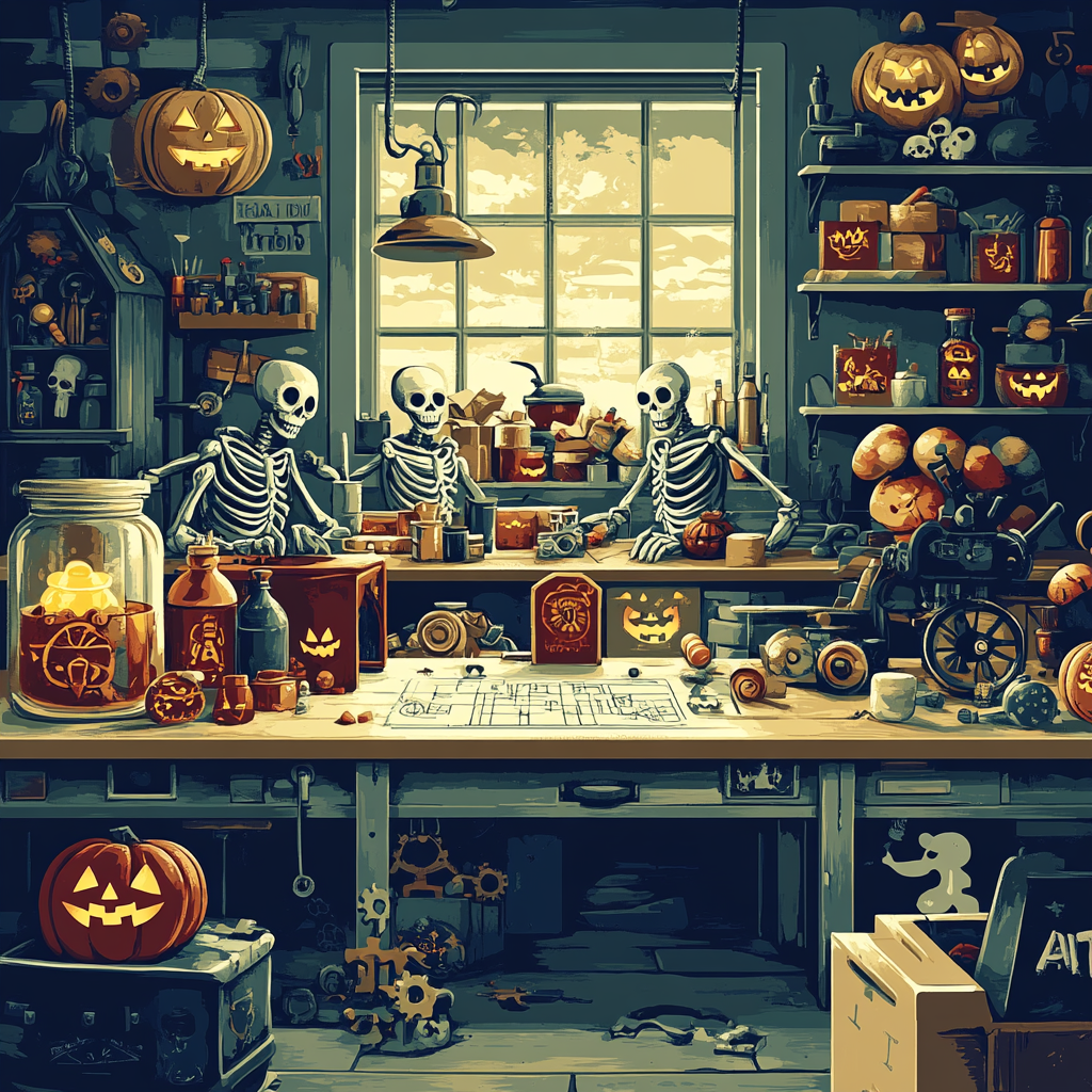 Haunted Toy Workshop At Dawn Numbered painting kits