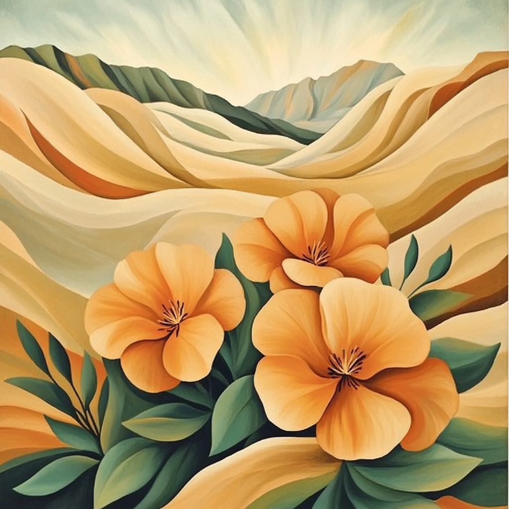 Georgia OKeeffe Inspired Desert Mountain Bloom Paint by numbers art
