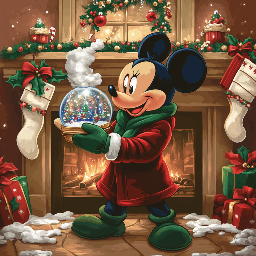 Mickey Caroling Snowglobe paint by color