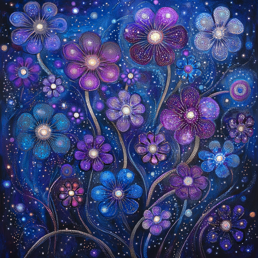 Georges Seurat Inspired Cosmic Blossoms DIY paint by numbers
