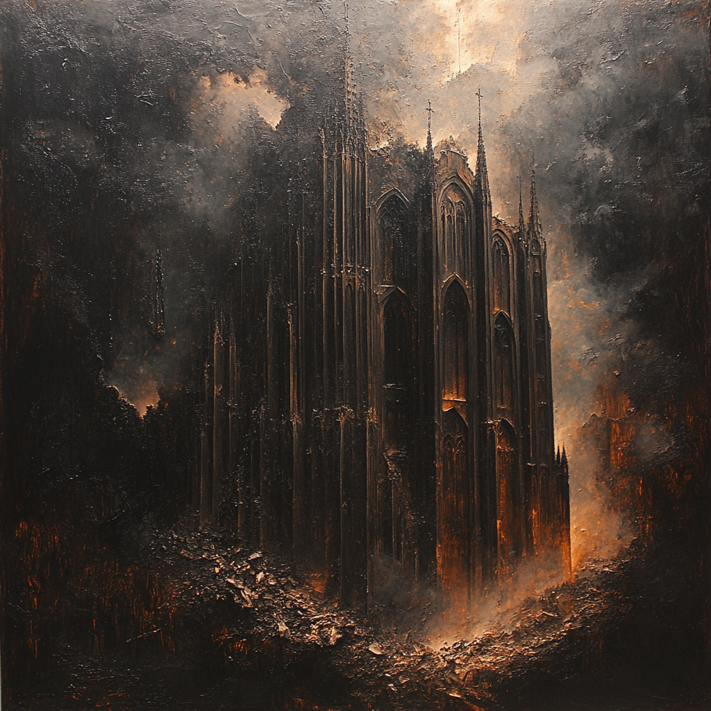 Anselm Kiefer Inspired Ruined Cathedral Paint by numbers art