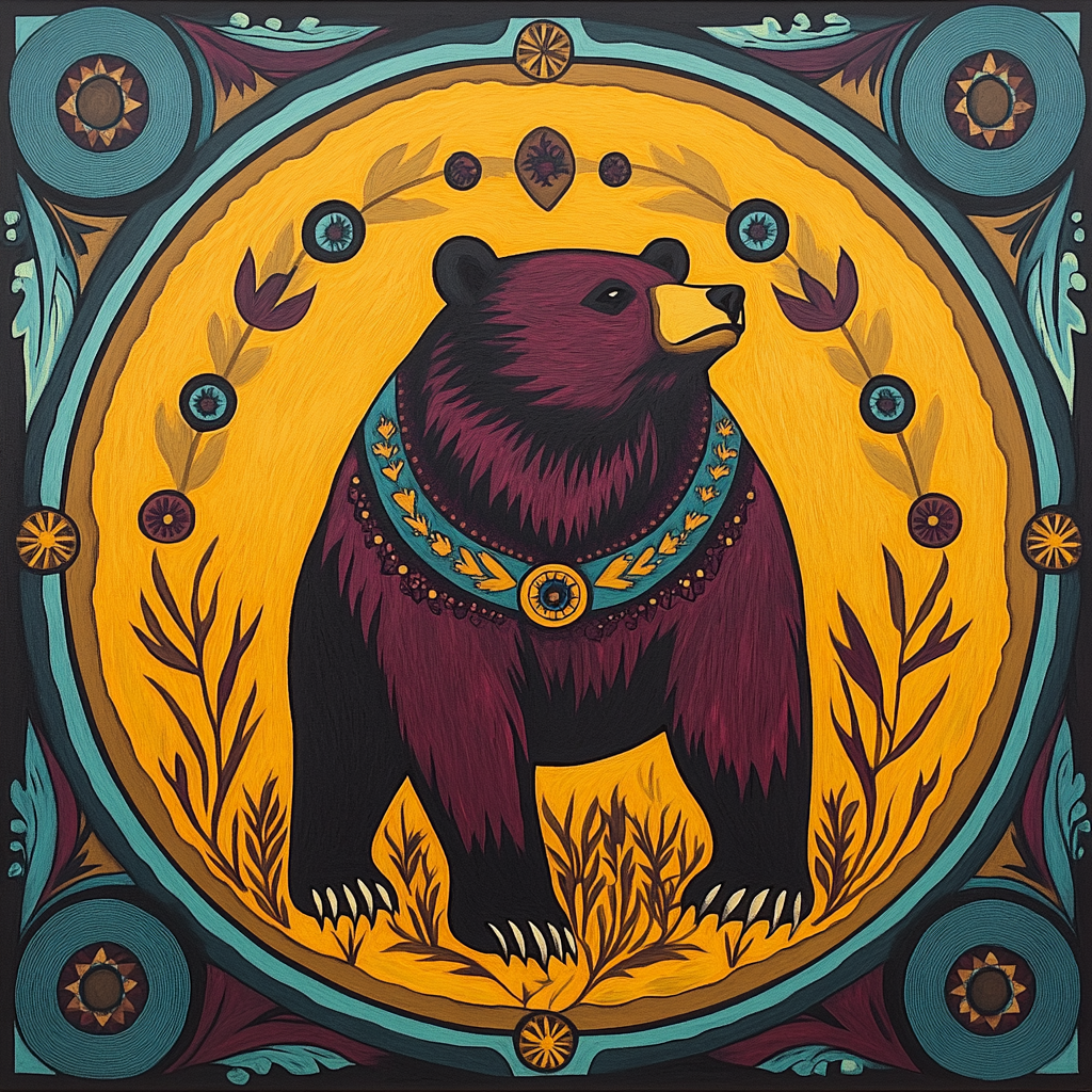 Norval Morrisseau Inspired Bear Of The Forest Power Number painting