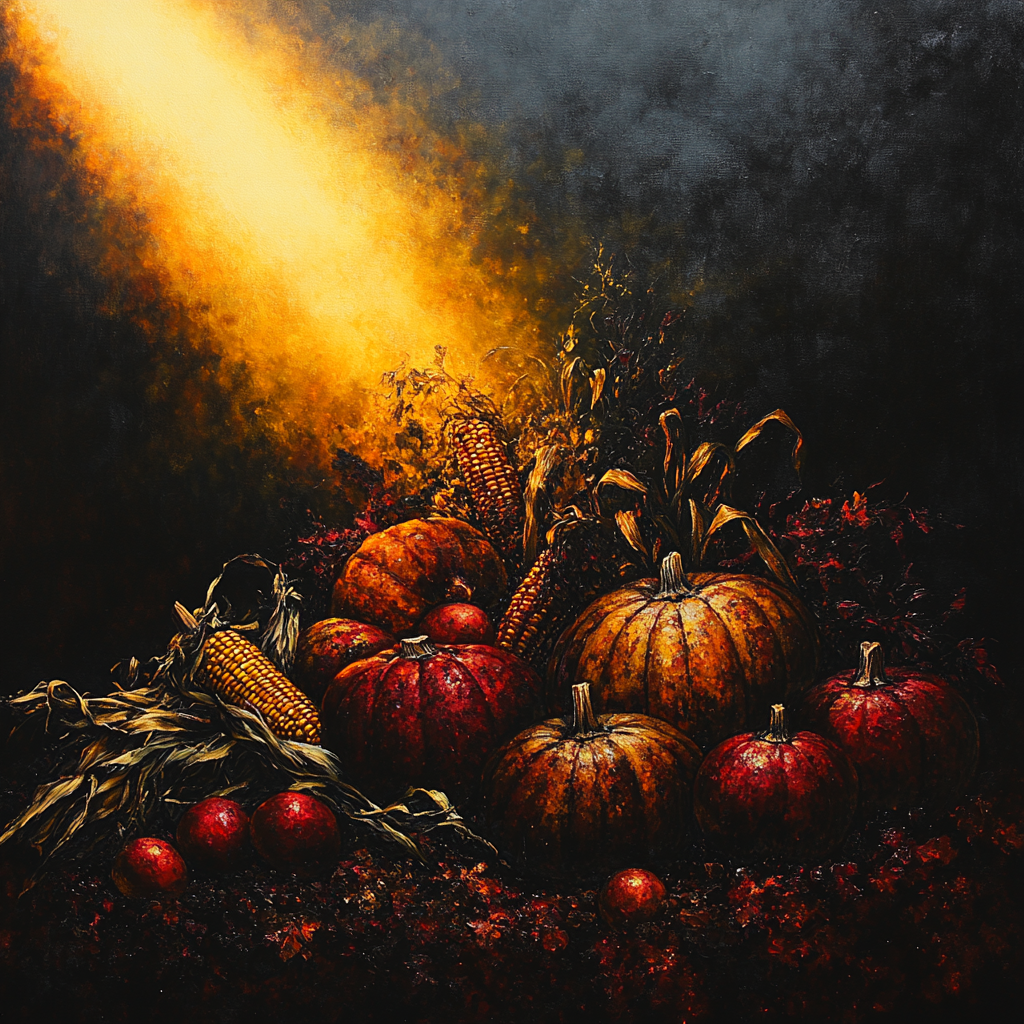 Caravaggio Inspired Withering Autumn Harvest paint by color
