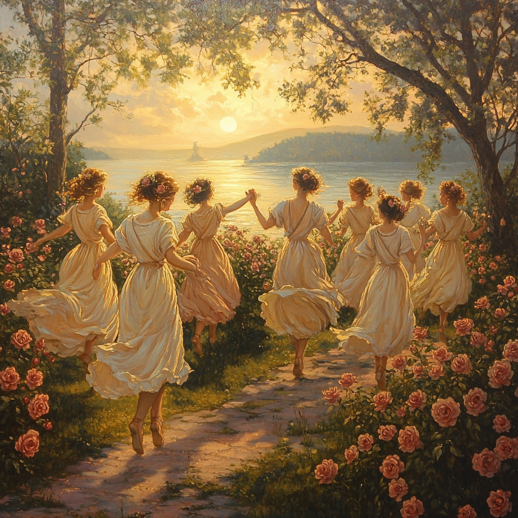 Botticelli Inspired Rose Procession painting number kit