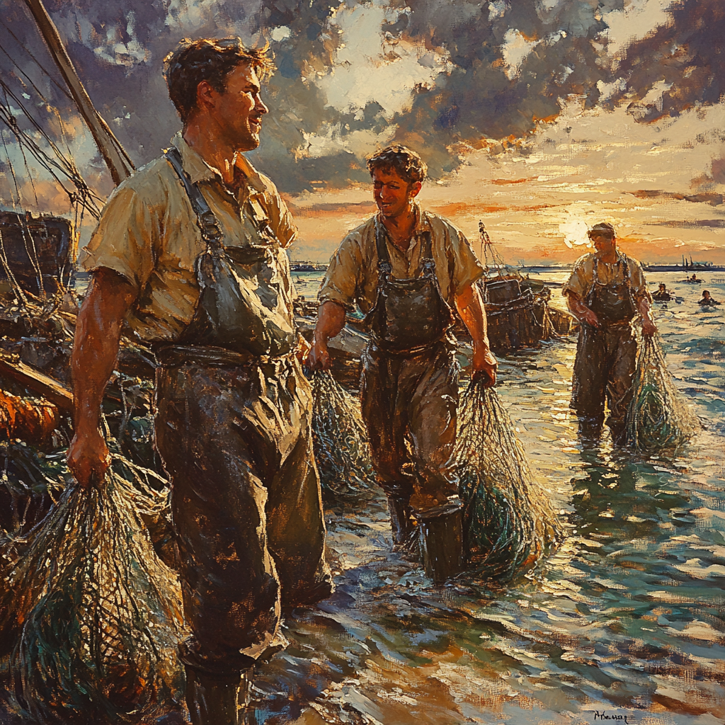 Courbet Inspired Fishermans Dawn Number painting