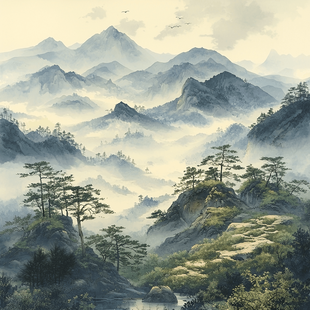 Zhao Mengfu Inspired Whispers Of Tranquil Mountains Paint By Numbers Kits