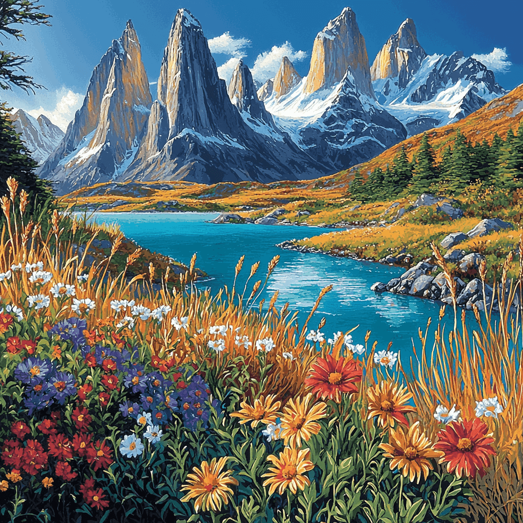 Torres Del Paine National Park - Patagonia Painting By Numbers Kit