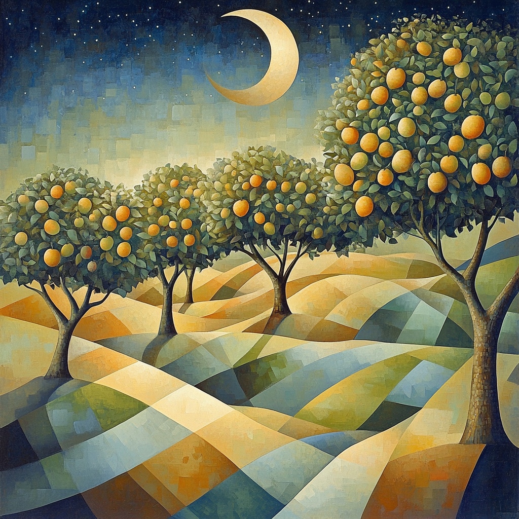 Pablo Picasso Inspired Cubist Lunar Orchard Numbered painting kits