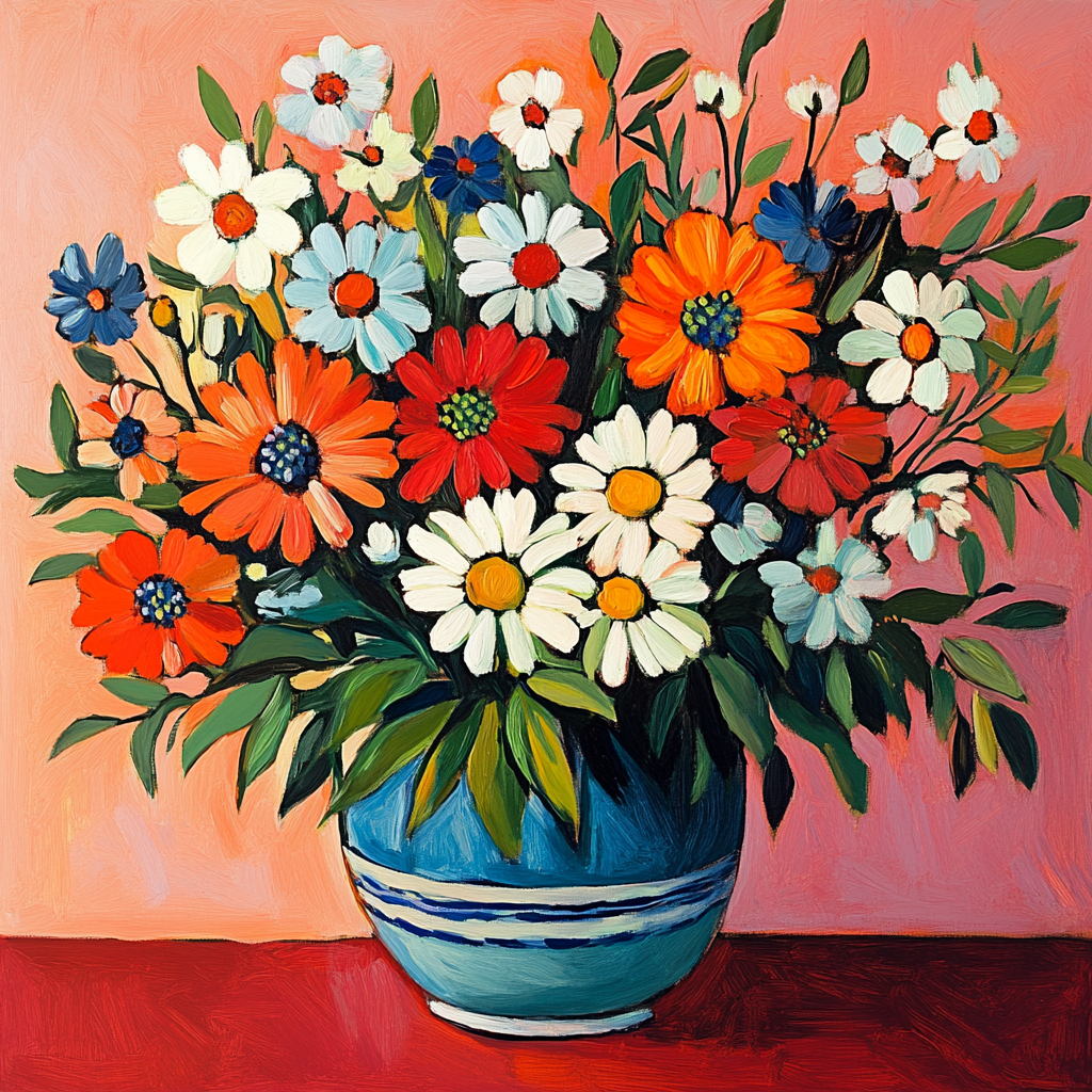 Henri Matisse Inspired Vibrant Floral Still Life painting number kit