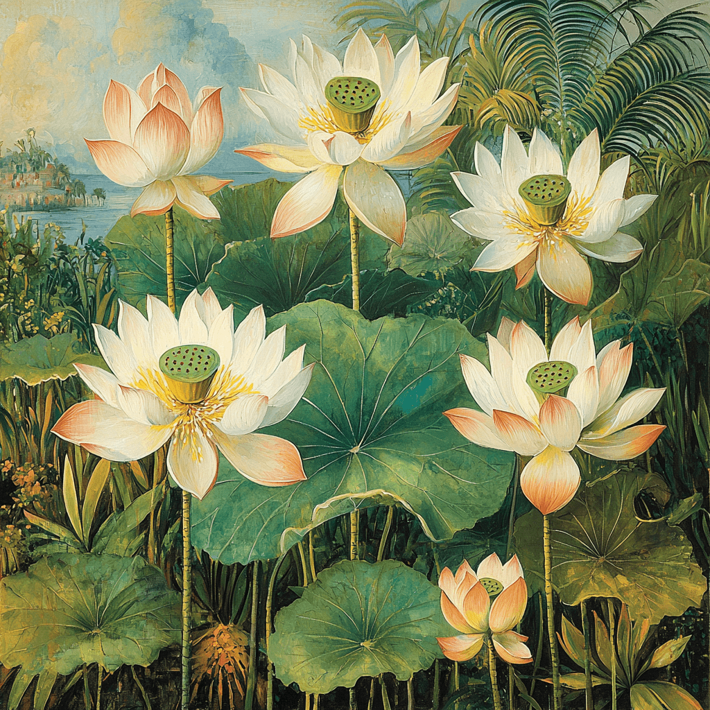 Nandalal Bose Inspired Lotus Blooming Painting By Numbers Kit