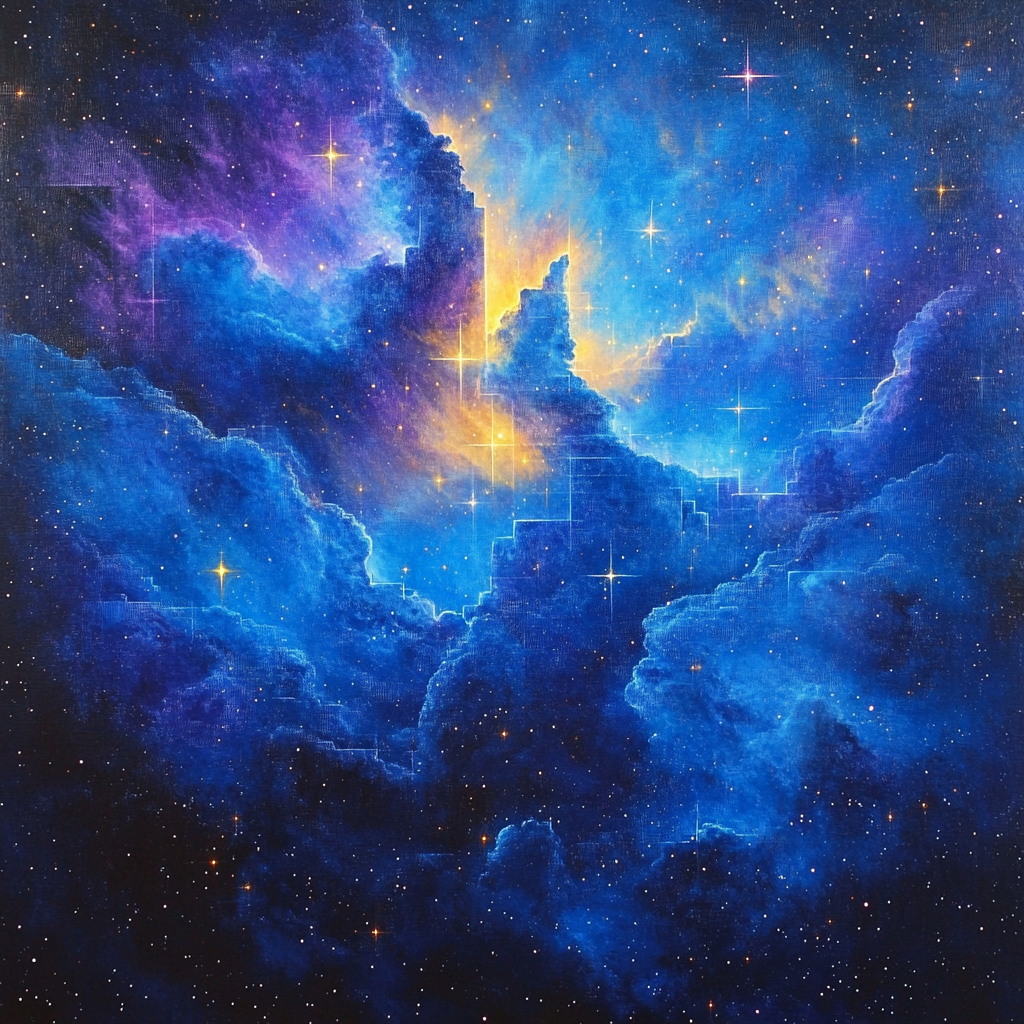 Inspired Cosmic Paul Cézanne Nebula Landscape paint by number