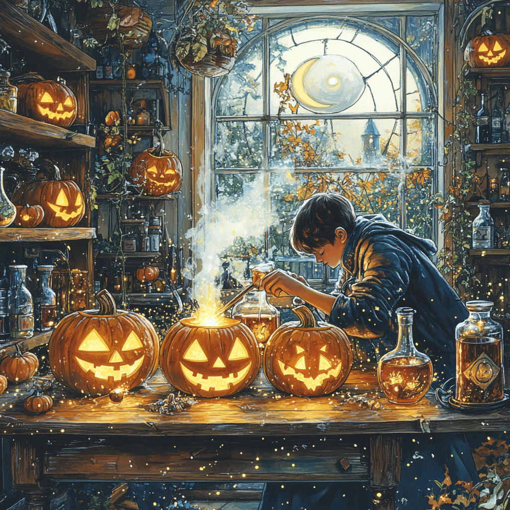 Pumpkin Alchemist Midnight Workshop DIY paint by numbers