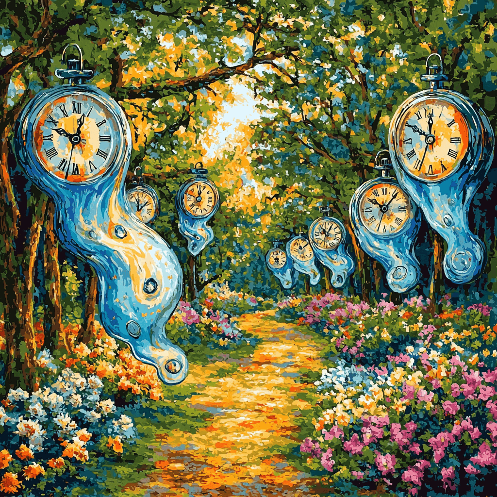 Salvador Dali Inspired Surrealist Clock Garden Paint By Numbers Art