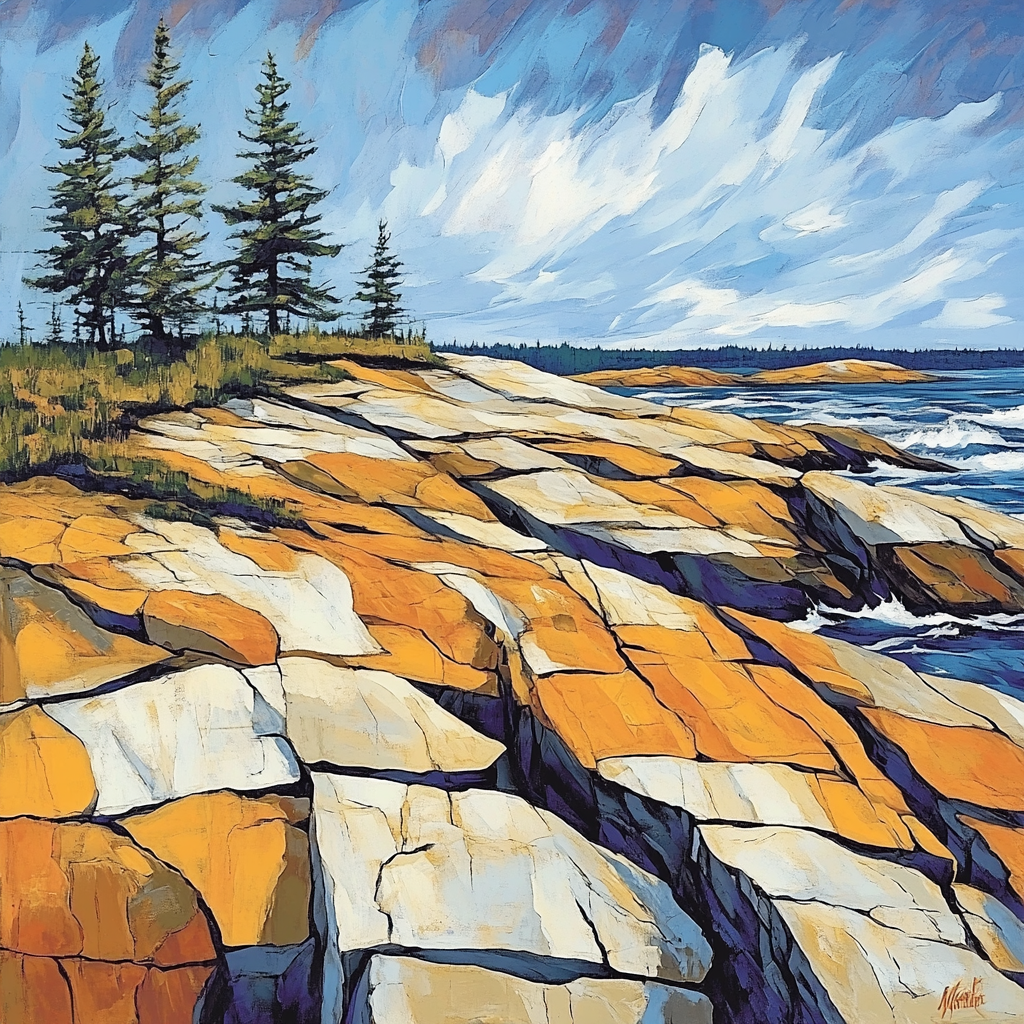 Arthur Lismer Inspired Rock Plateaus And Wind Battered Spruce paint by number