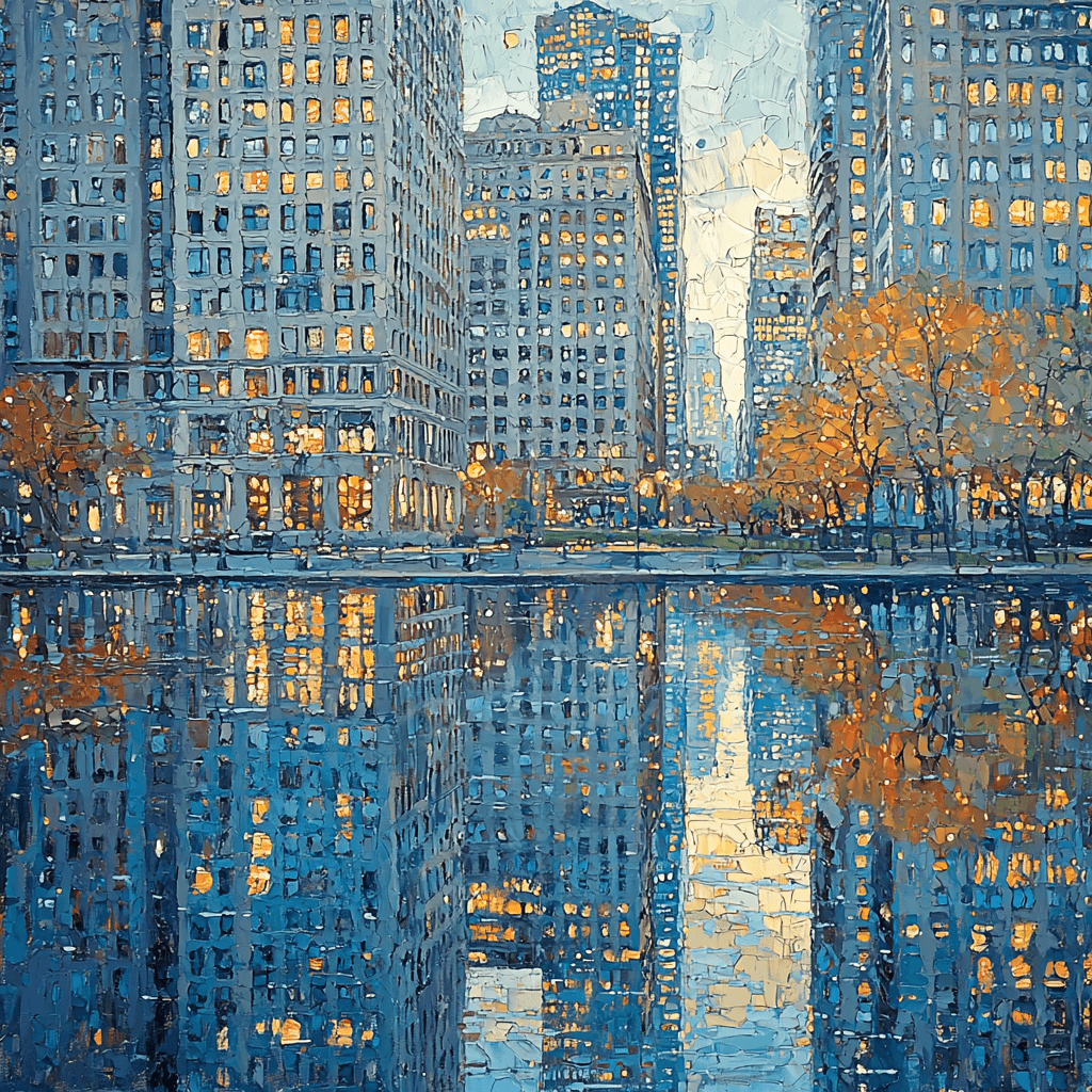 Hopper Inspired Timeless City Reflections Number Painting