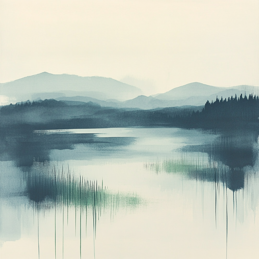 Zhao Mengfu Inspired River Of Quiet Ink Paint by numbers art