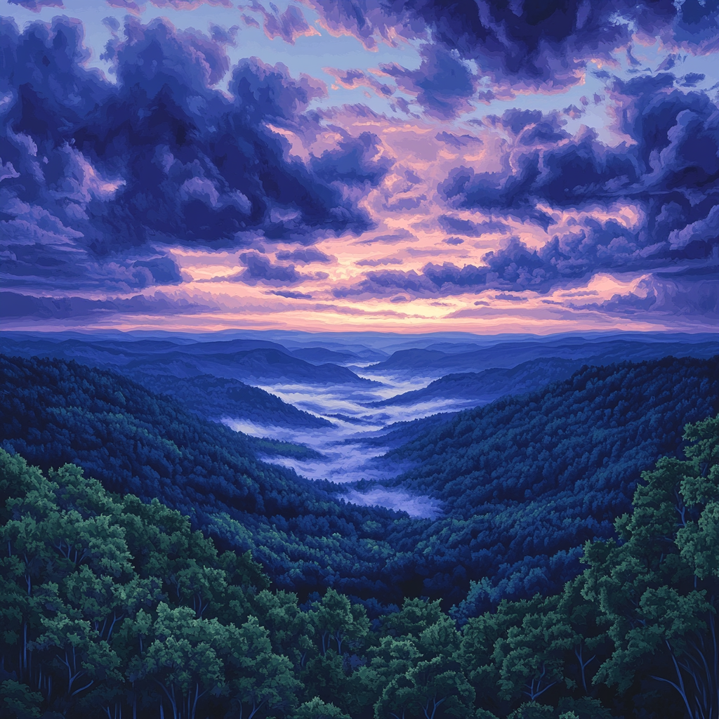 Frederick Varley Inspired Ethereal Dusk Over Misty Valley painting number kit