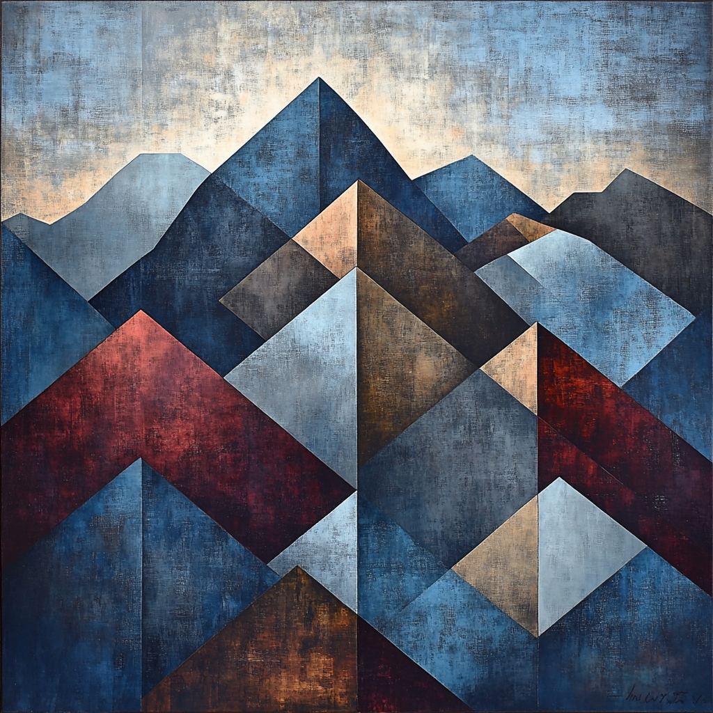 Pablo Picasso Inspired Abstract Cubist Mountain Skyline Paint by numbers art