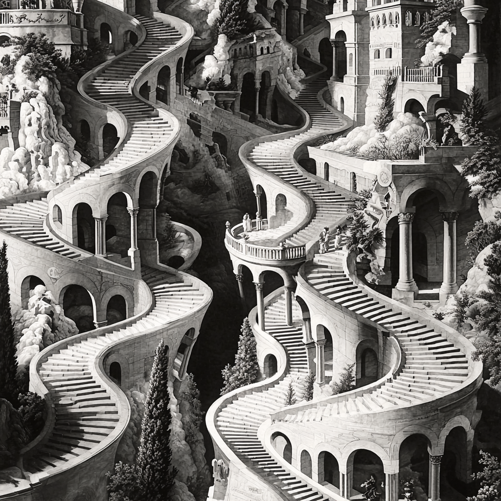 M.C. Escher Inspired Paradoxical Paths Paint By Number