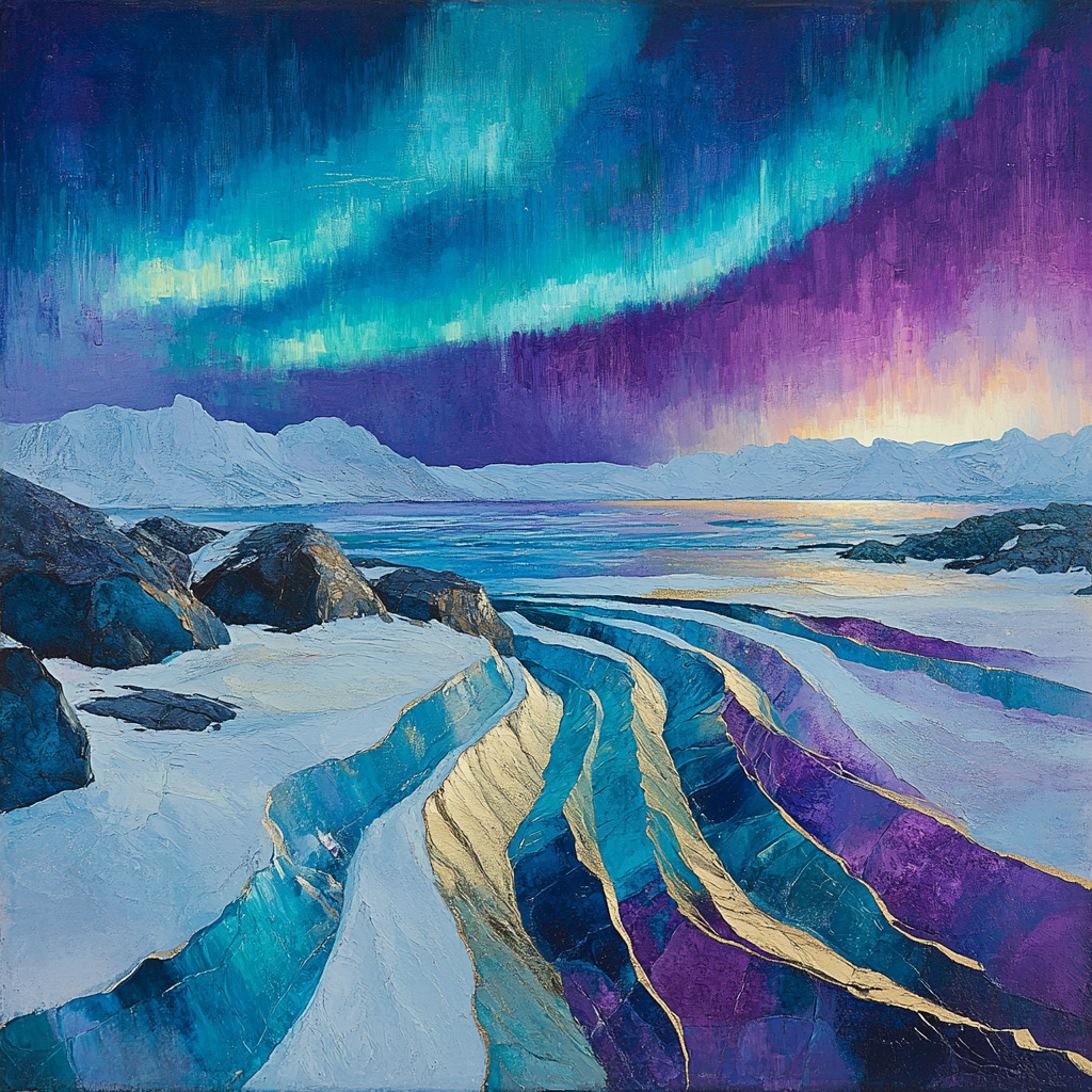 A.Y. Jackson Inspired Arctic Ice And Northern Light paint by color