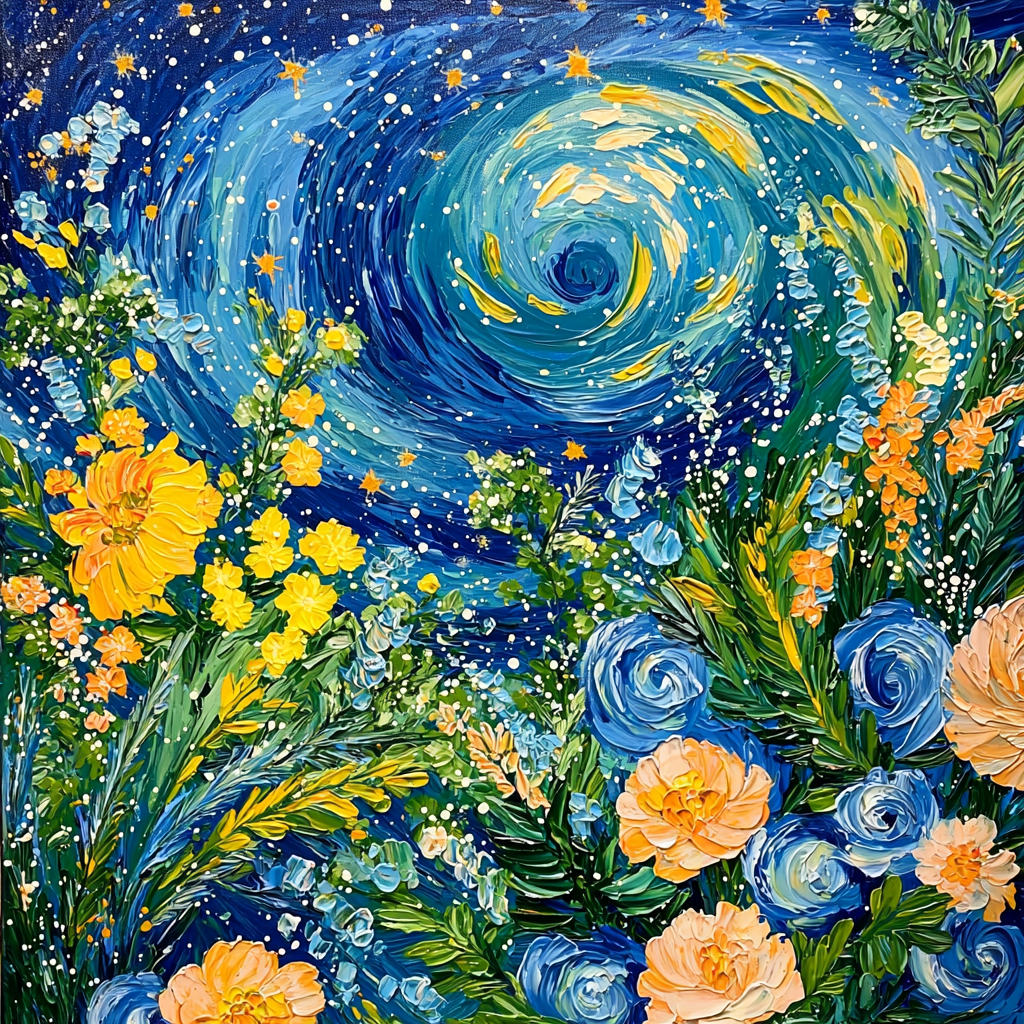 Vincent Van Gogh Inspired Starry Garden Escape DIY Paint By Numbers