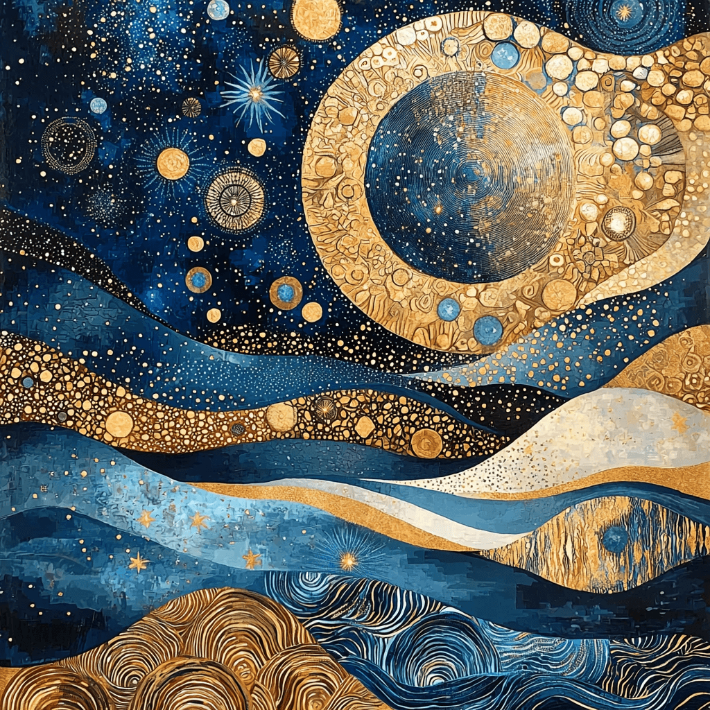Gustav Klimt Inspired Astral Harmony Confluence Paint By Numbers