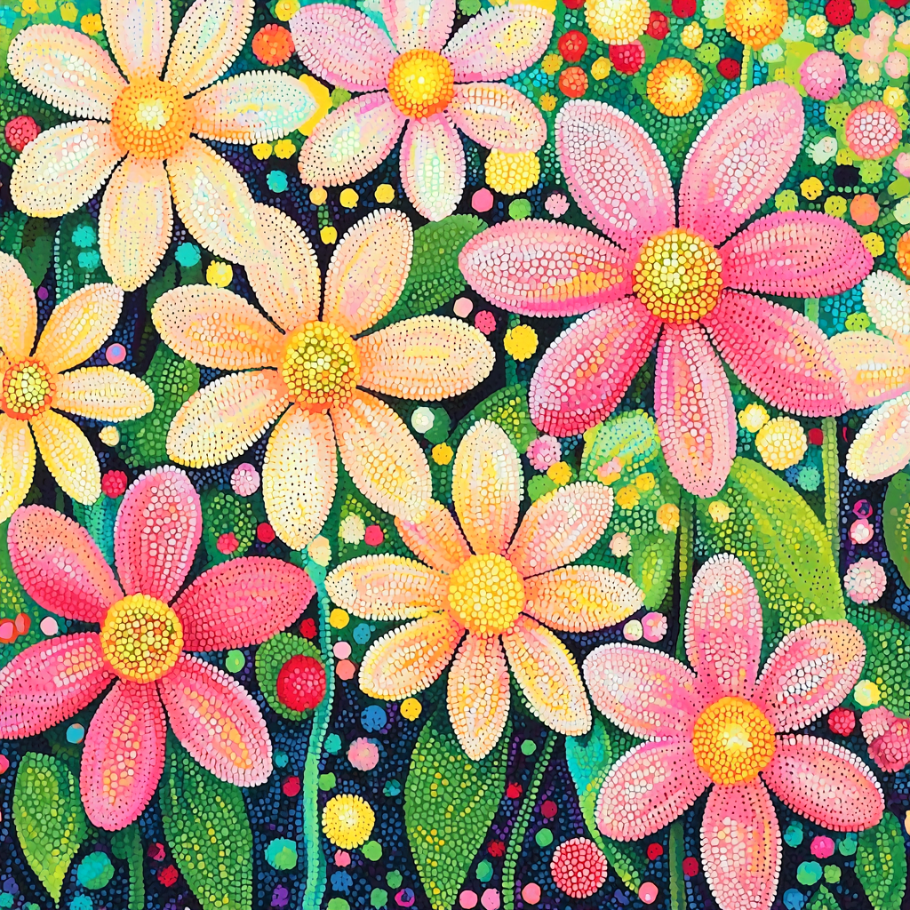 Georges Seurat Inspired Floral Fusion Paint By Numbers ArtGeorges Seurat Inspired Floral Fusion - DIY Painting By Numbers Kit - Image 3