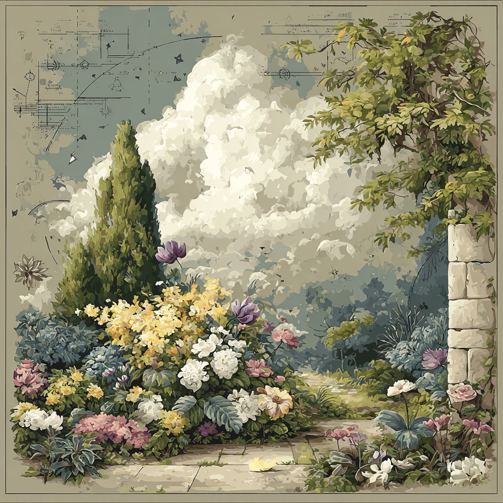 Leonardo Da Vinci Inspired Celestial Garden Number painting