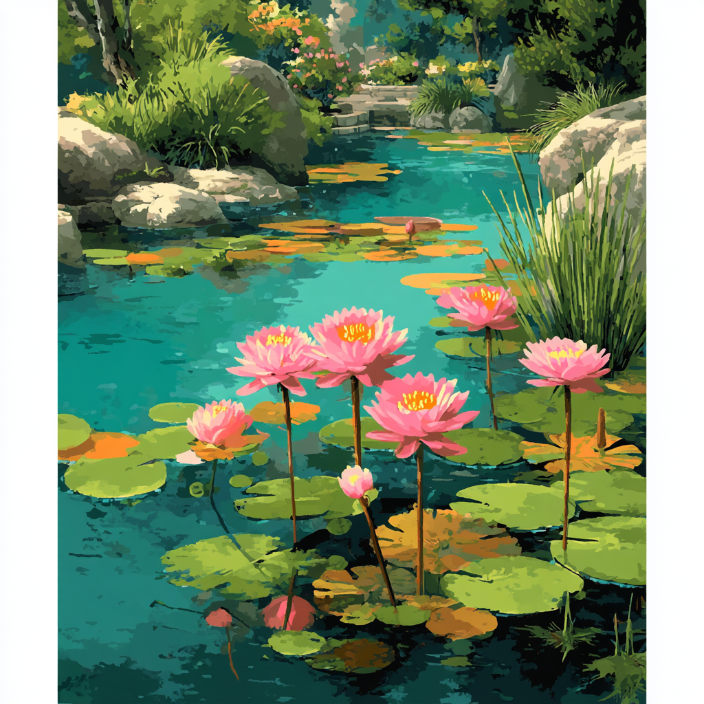 Monet Inspired Monet's Enchanted Pond Numbered Painting Kits