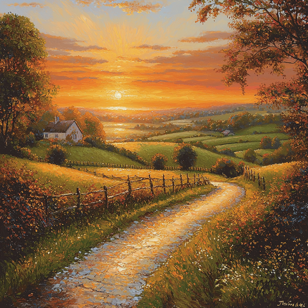 Thomas Gainsborough Inspired Sunset In The Countryside DIY Paint By Numbers