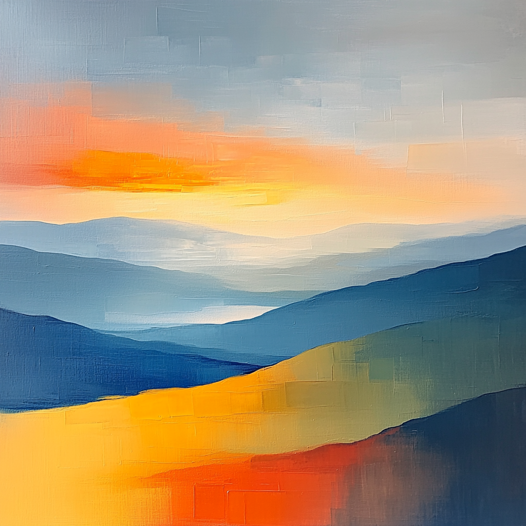 Jean-Paul Riopelle Inspired Vibrant Dawn Over Abstract Landscape DIY paint by numbers