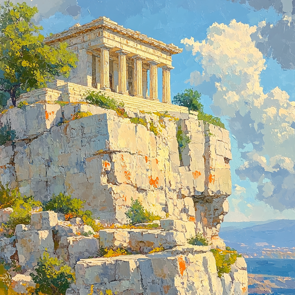 Renaissance Inspired Temple On A Cliff Paint by numbers art