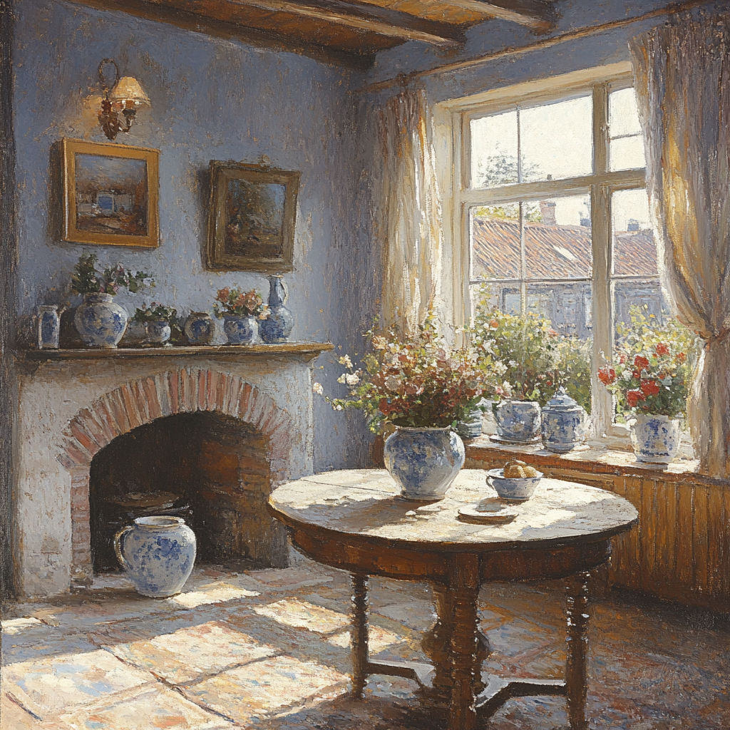 Vermeer Inspired Quiet Cafe Interior paint by color