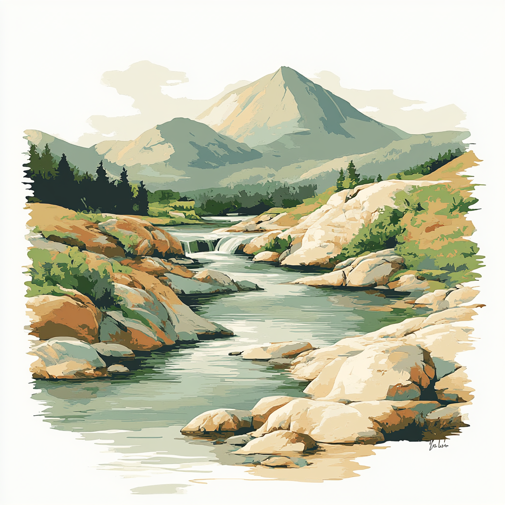 Leonardo Da Vinci Inspired Mountain River Landscape Painting by numbers kit