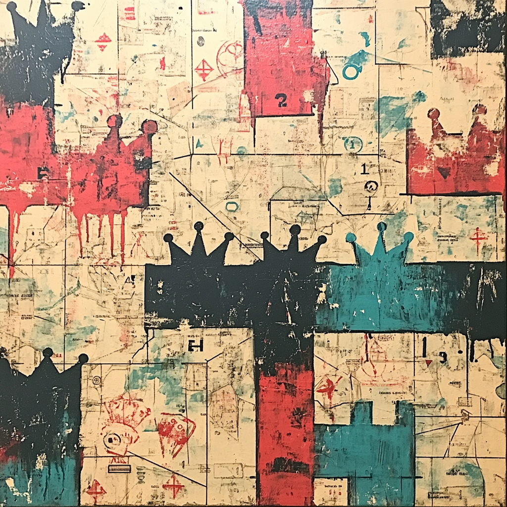 Jean-Michel Basquiat Inspired Memory Echo Map paint by color