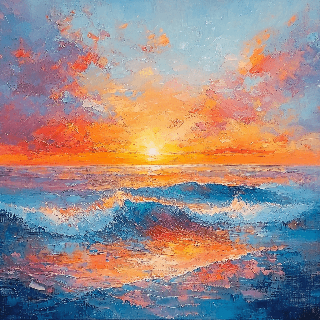 J.M.W. Turner Inspired Mediterranean Sunset Reflection Numbered Painting Kits