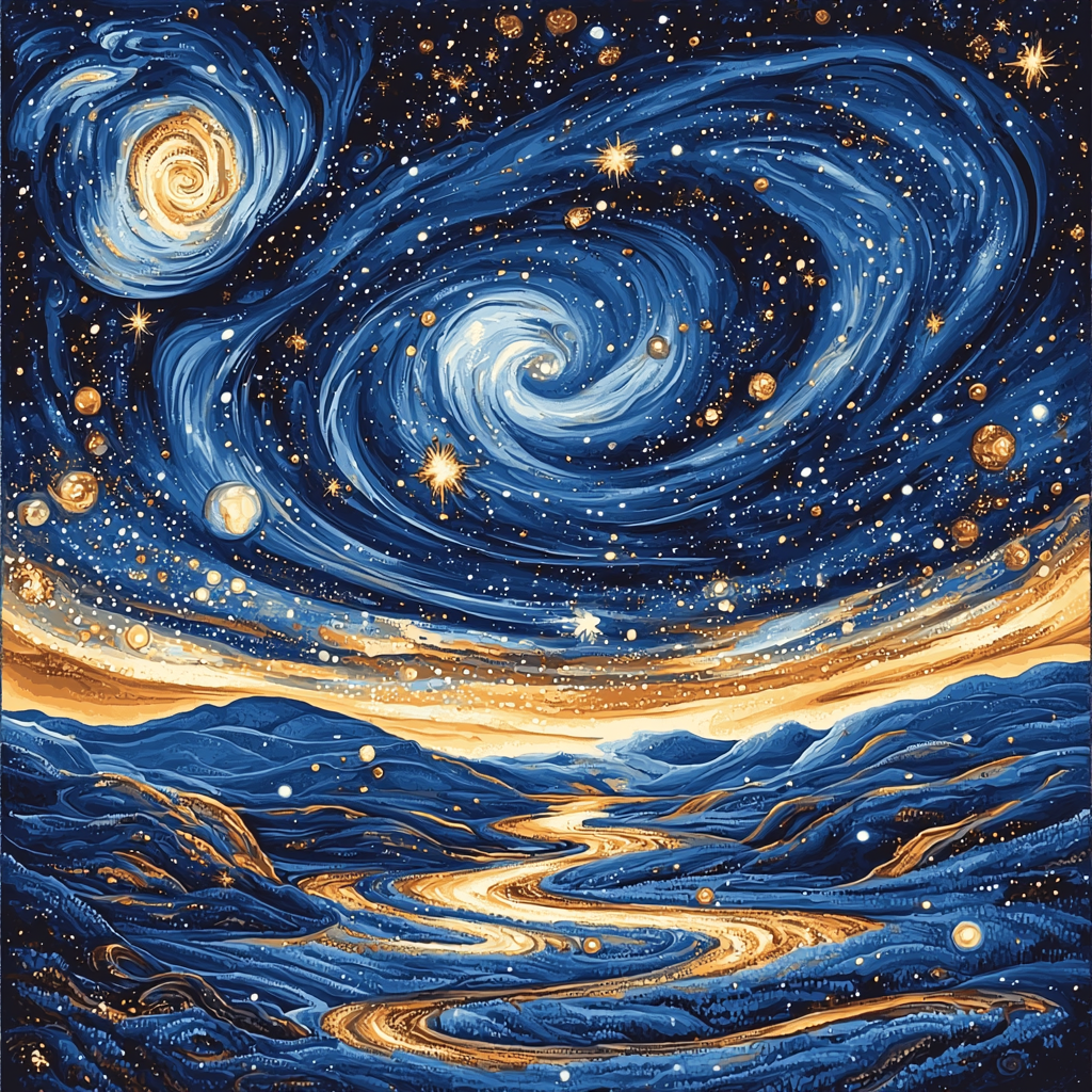 Michelangelo Inspired Galactic Reverie Number Painting