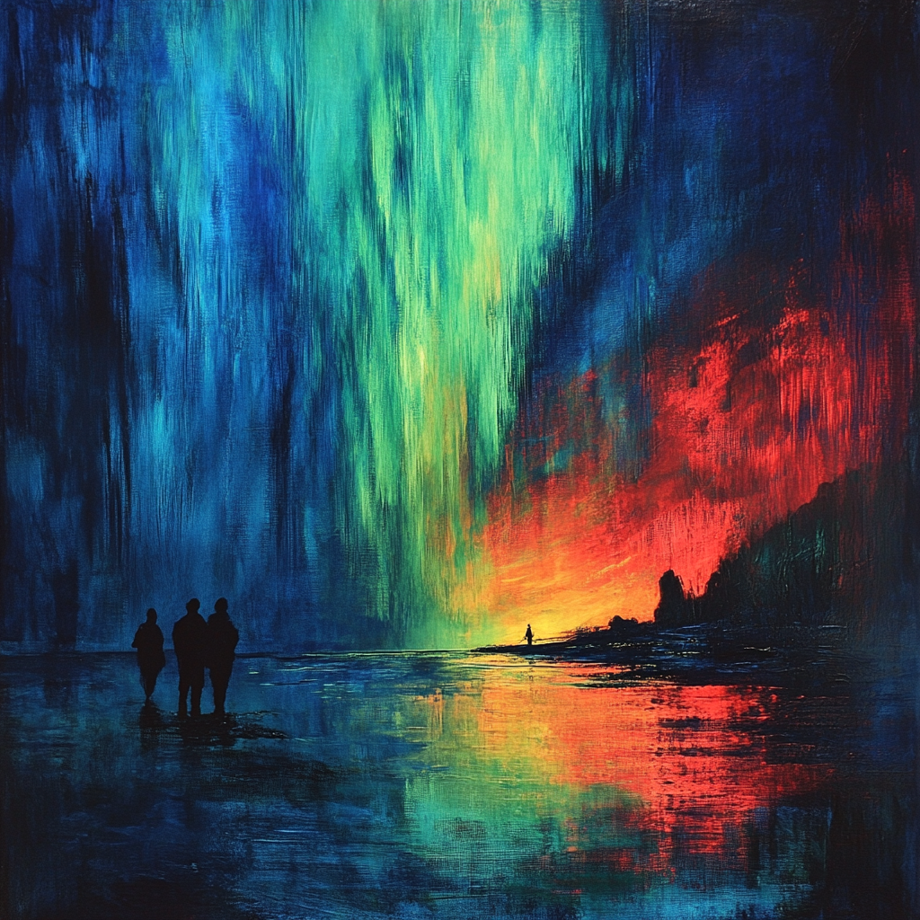 Edvard Munch Inspired Aurora Night Number painting